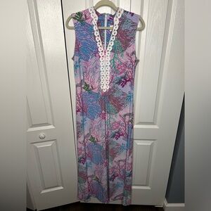 Cappagallo Women’s Cactus Rose Sea Horse Pink‎ Sleeveless Maxi Dress Size 10